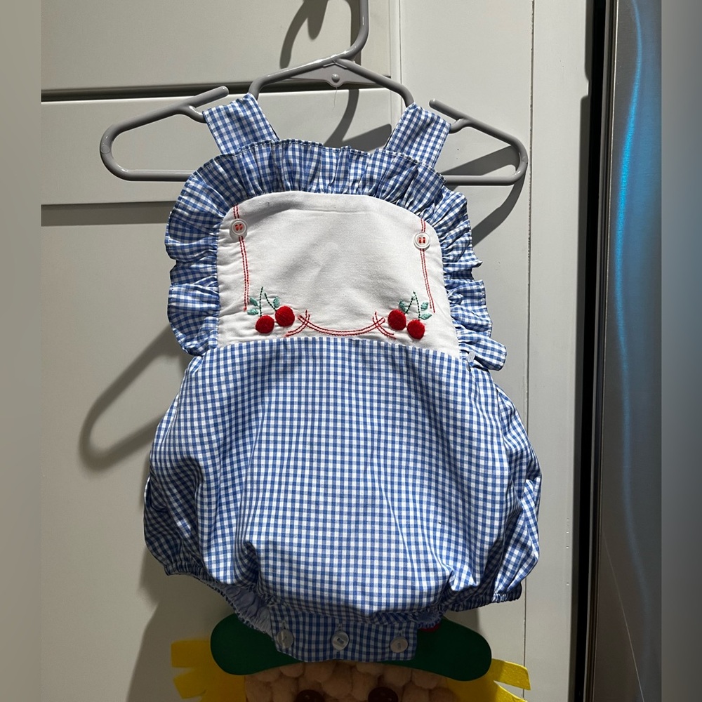 NWTS proper peony gingham cherry sunsuit